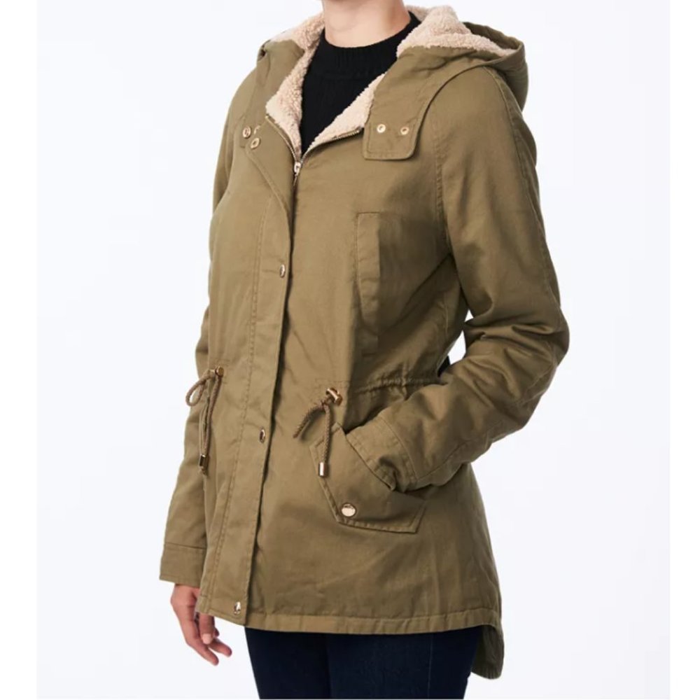 Collection B Olive Green Hooded Anorak Jacket
